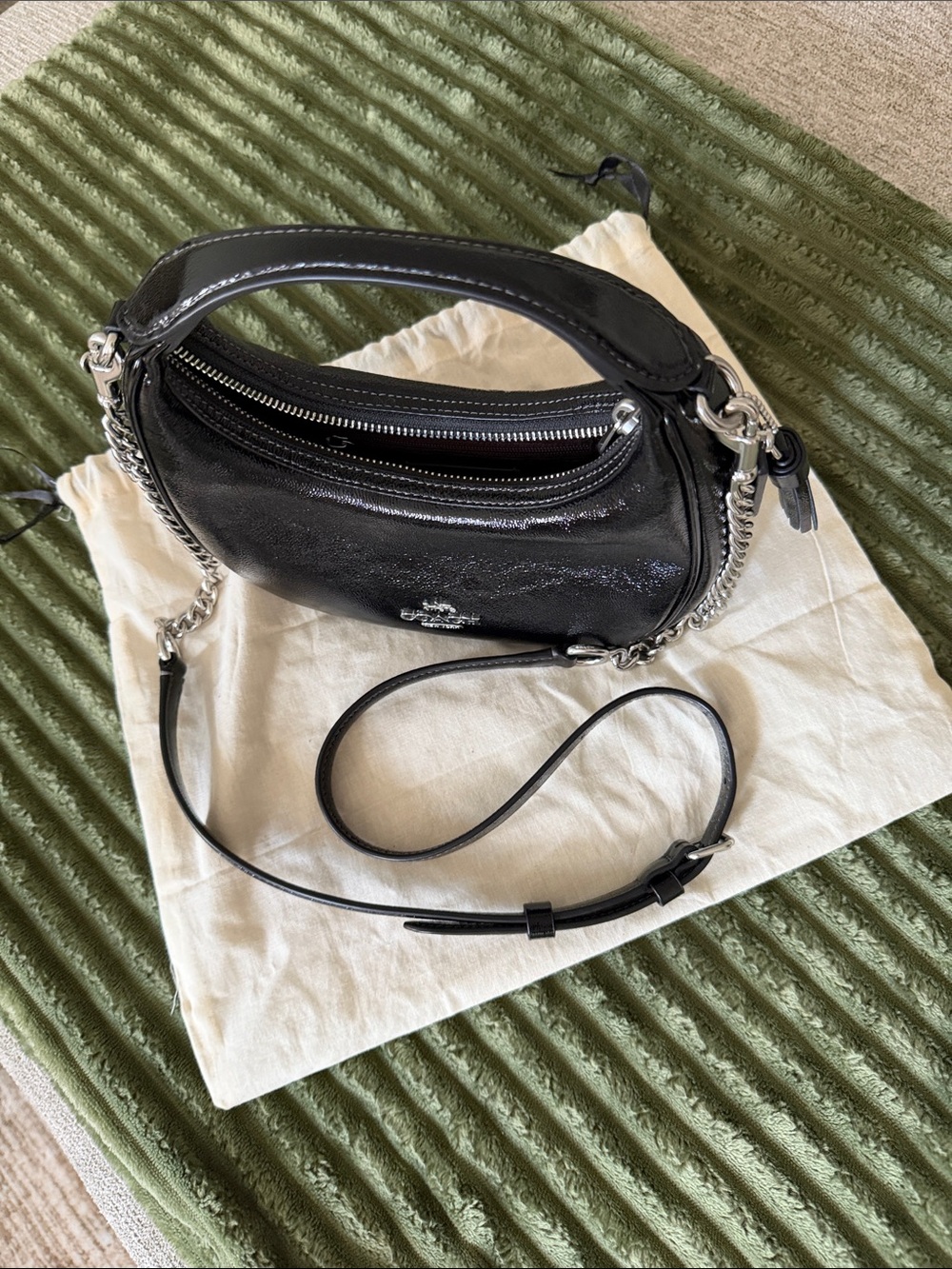 Coach Black Patent Leather Crescent Shoulder Bag - Picture 2 of 7